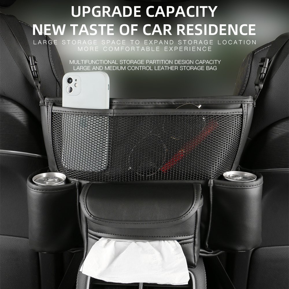 Auto Center Console Tissue Organizer Bag Car Handbag Holder Between Seats Large Capacity Car Purse Holder