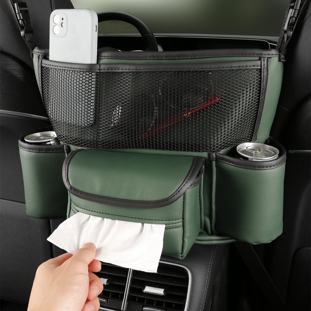Auto Center Console Tissue Organizer Bag Car Handbag Holder Between Seats Large Capacity Car Purse Holder
