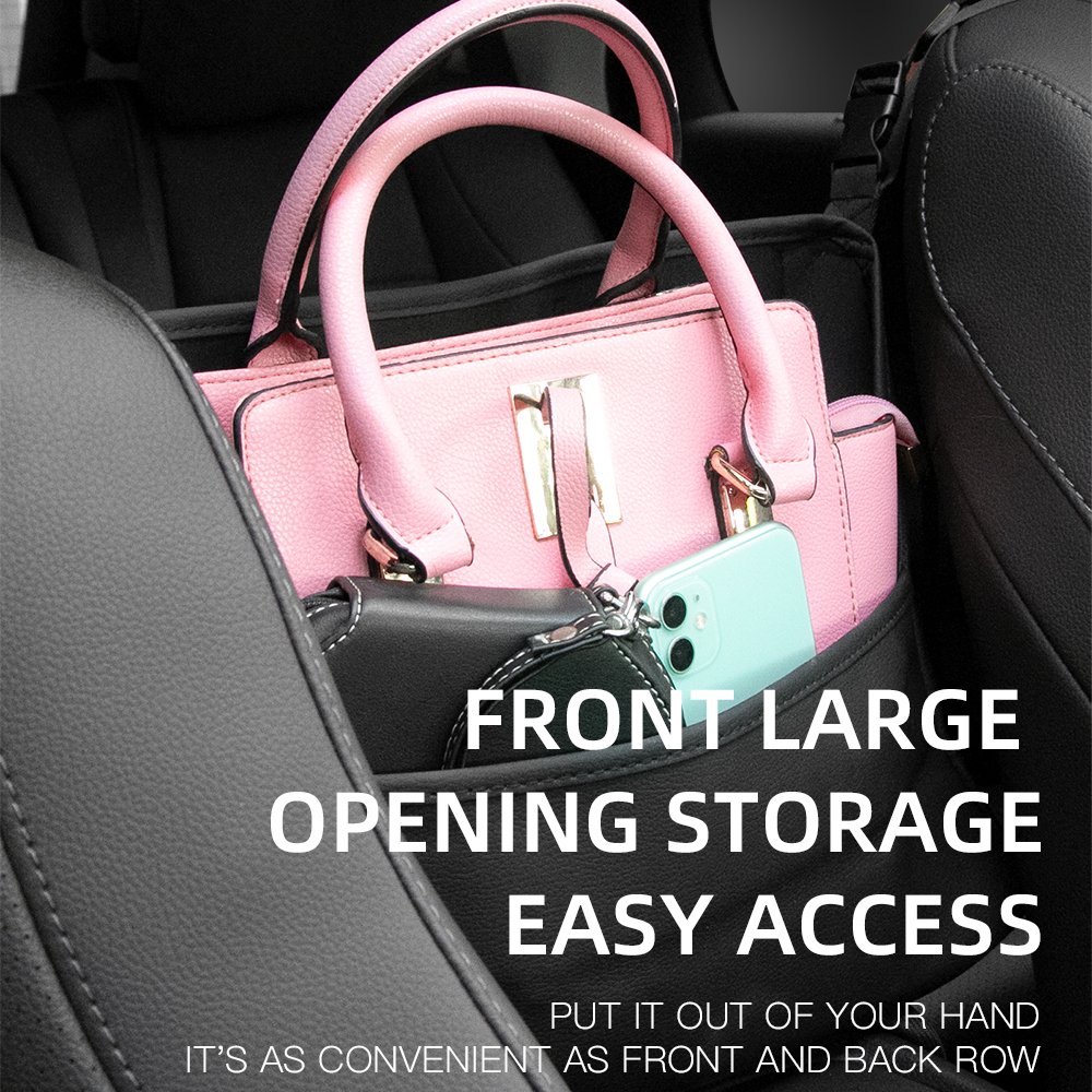 Auto Center Console Tissue Organizer Bag Car Handbag Holder Between Seats Large Capacity Car Purse Holder