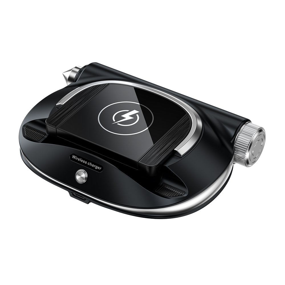 5 in 1 Multifunction Parking Number Plate Car Fragrance Safety Hammer 15w Foldable Car Holder Fast R100 Wireless Charger