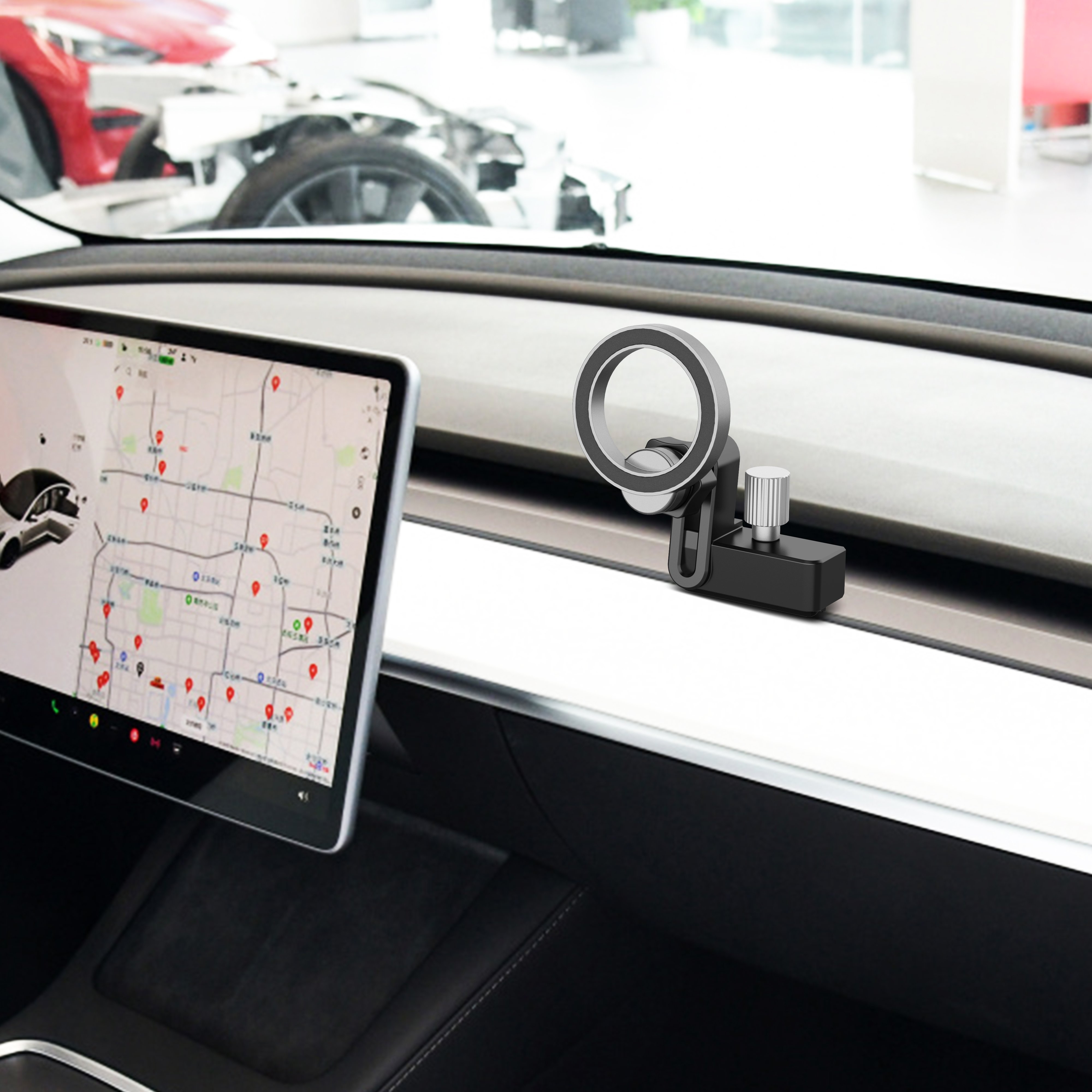 Aluminum alloy air outlet foldable adjustable strong magnetic N52 magnet mobile phone holder for Telsa Model 3 Model Y