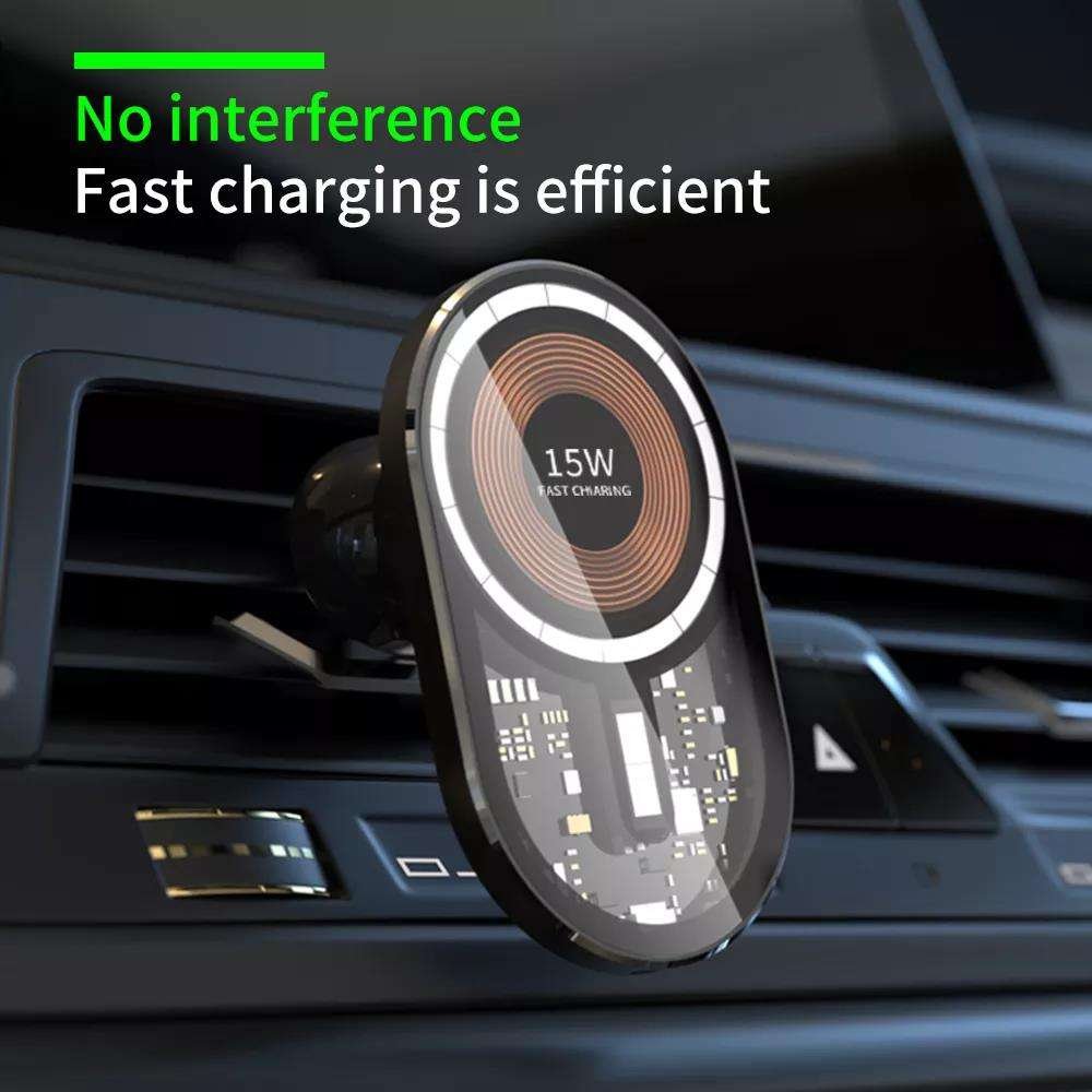Transparent Magnetic Suction Car Wireless Charger magnetic wireless car charger Mobile Phone holder for Car