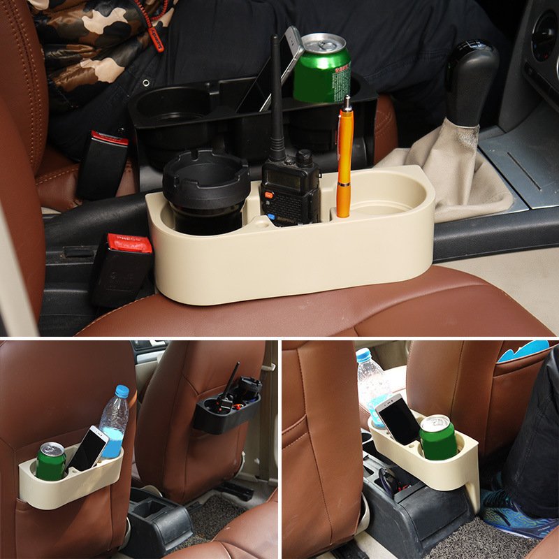 Portable Multifunction Travel Cup Holder and Phone Mount for Car Seat Organizer with Cup Holders