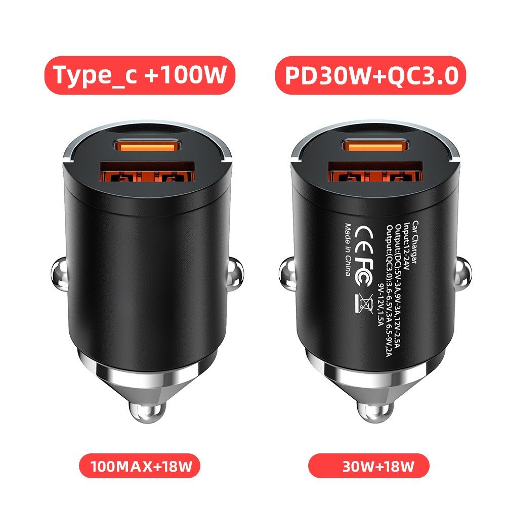 2024 Newest In Stock Metal Mini Pull Tab Type C PD30W QC3.0 Portable 38W Quick Car Adapter USB Charger for Cigarette Charging