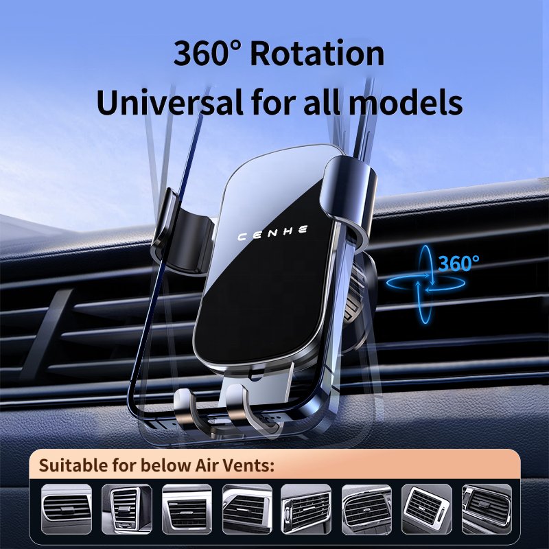 2024 New Metal Car Air Vent Phone Holder 360 Degree Rotating Universal Mobile Phone Mount Stand For GPS