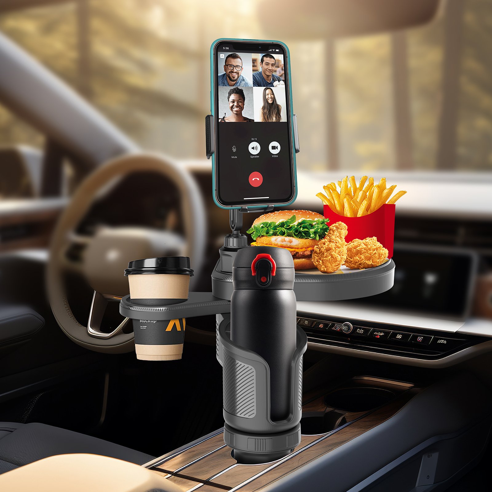 Mobile Phone Stand Car Mount Cell Phone Holder drink Cup Car Holders for Smartphones 360 Dual car cup holder