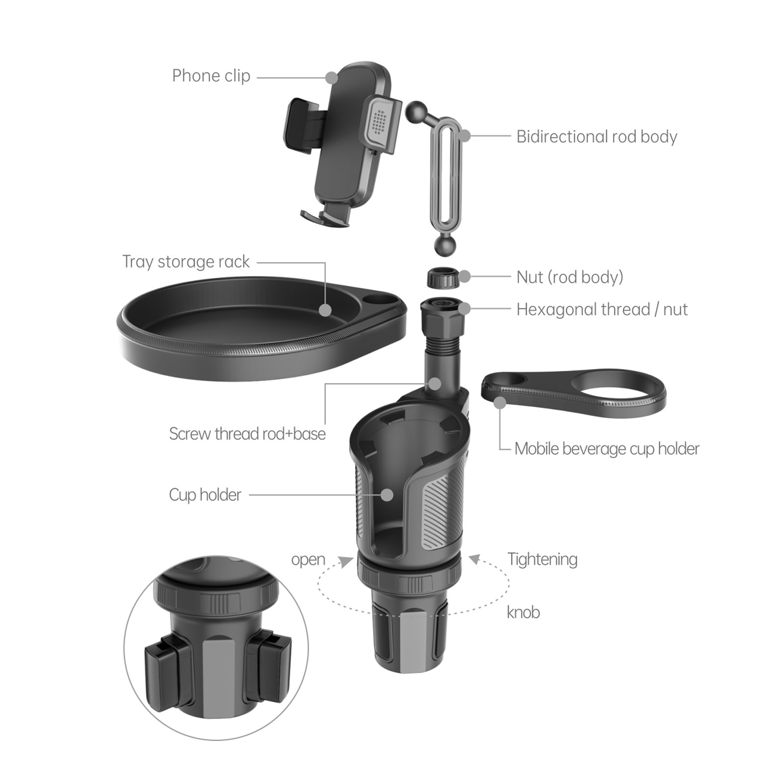 Mobile Phone Stand Car Mount Cell Phone Holder drink Cup Car Holders for Smartphones 360 Dual car cup holder