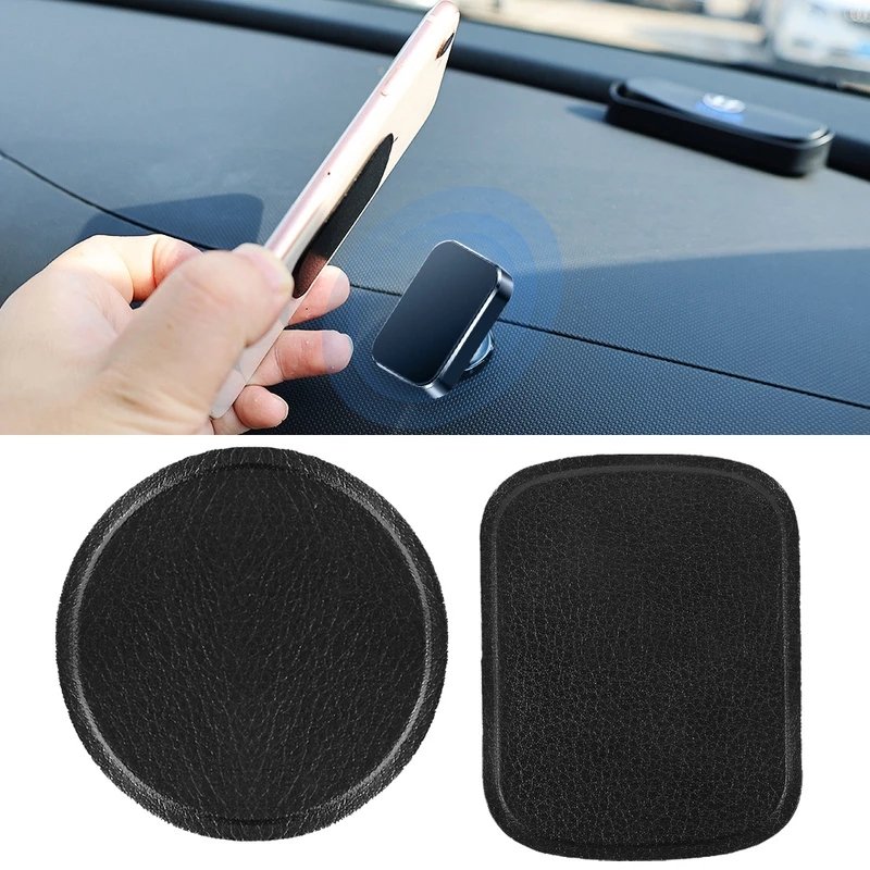 Thin PU Leather Cover Metal Plate For Magnetic Car Phone Holder Iron Sheet Sticker Disk For Magnet Tablet Desk Phone Car Stand