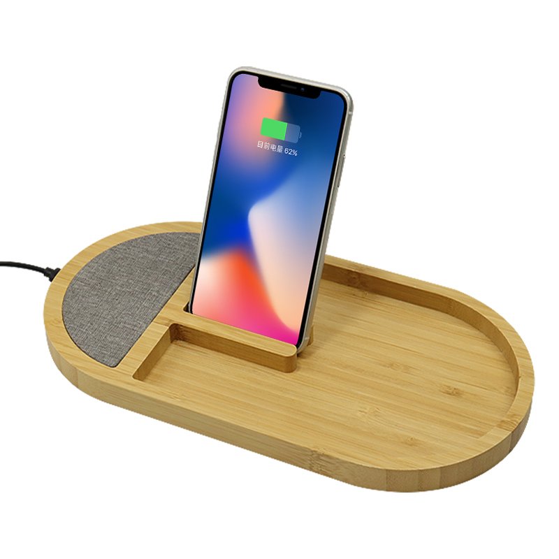 Universal Fast Wireless Charger 15W Office Desk Car Mobile Phone Station Wooden Bamboo Wireless Charger Pen Holder