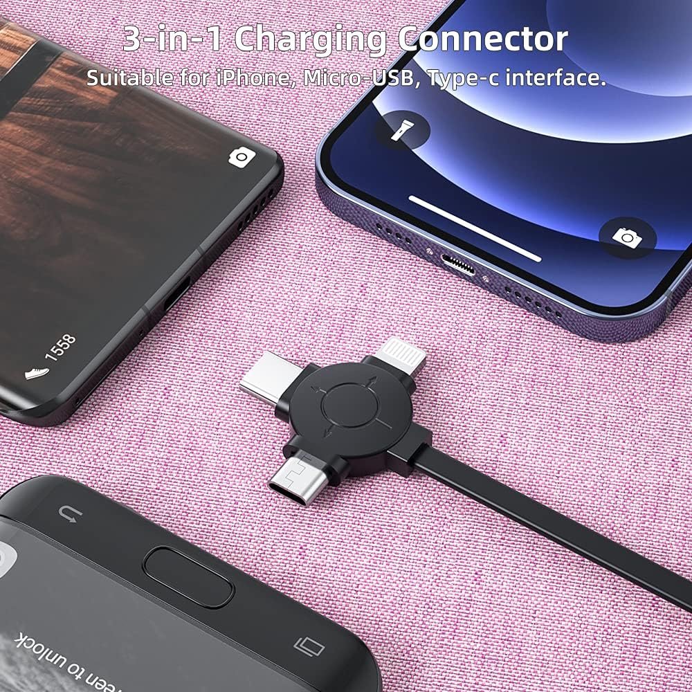 Multi Car Retractable Cord 3 in 1 Power Charging Station Car Charger USB With A Additional Phone Holder