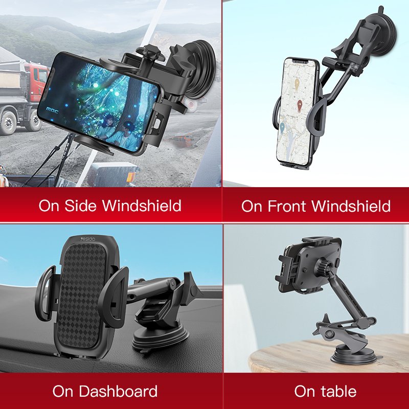C111 360 Arm Truck Car Adjustable Smartphone Cellphone Mobile Cell Smart Phone Dash Dashboard Stand Mount Holder For Car