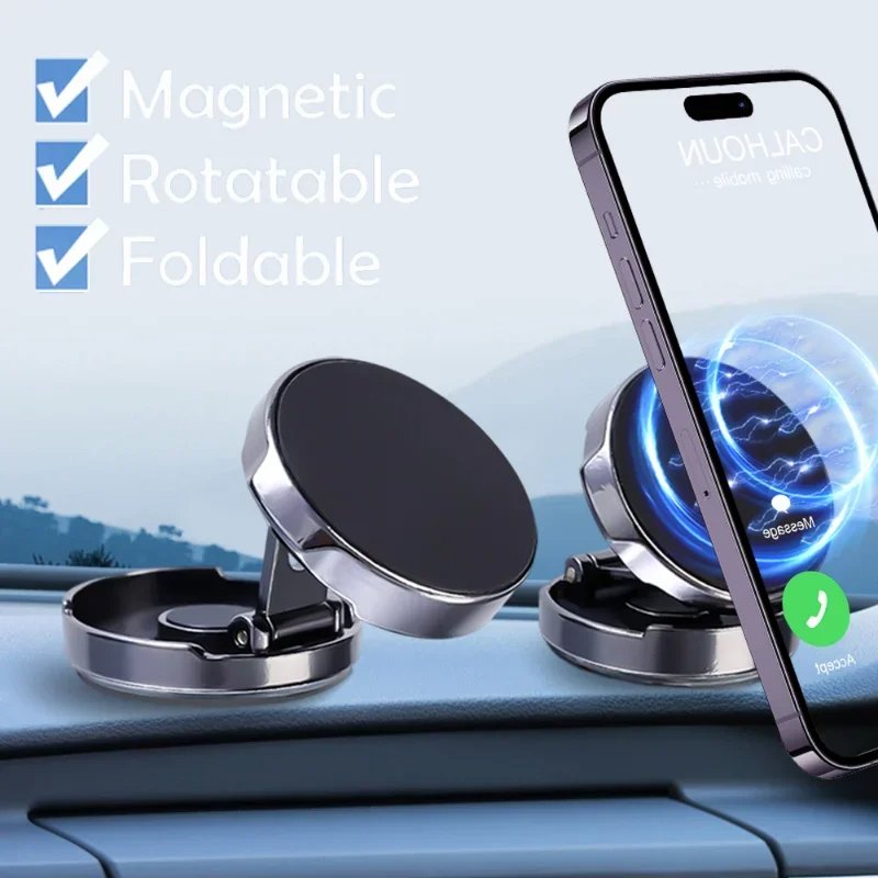 Car Mobile Phone Stand Strong Magnetic Car Holder 720 Foldable Round Bracket Support for Universal Phones Mount Holders In Car