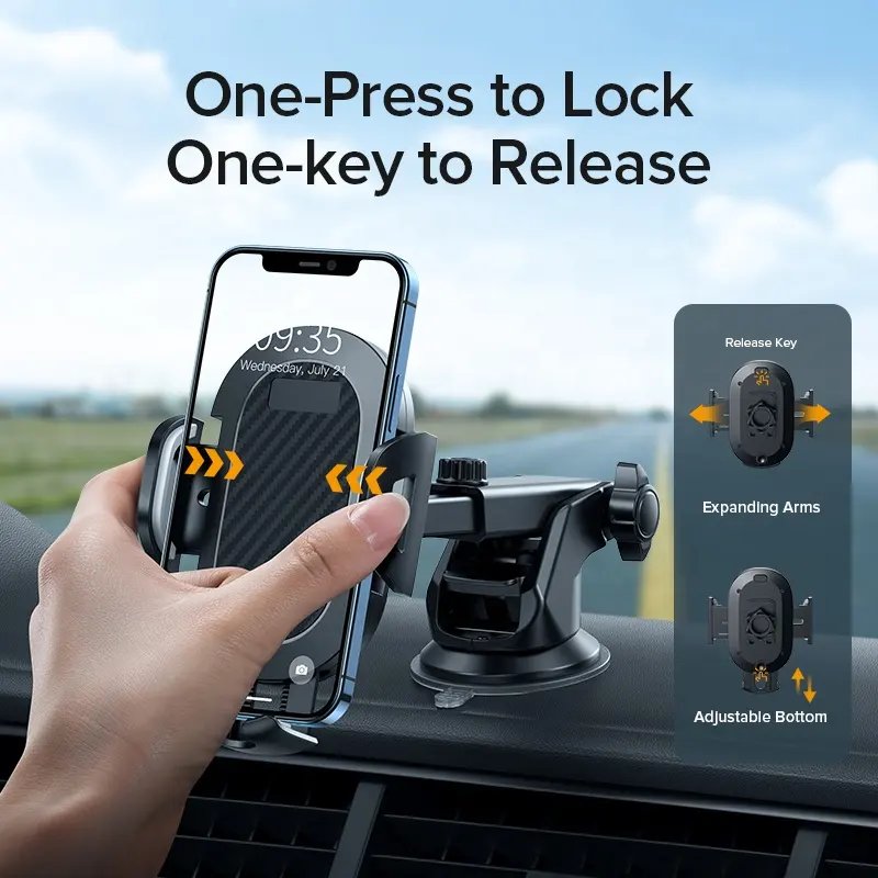 360 Degree Adjustment Mobile Phone Car Accessories For Cellphone OEM LOGO Smart Car Phone Holder With Suction Cup