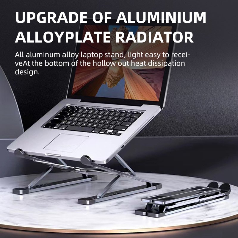 N8 Aluminum 9 Levels Double Adjustable Height Laptop Stand Portable Foldable Two Layer Aluminium Desktop Laptop Holder