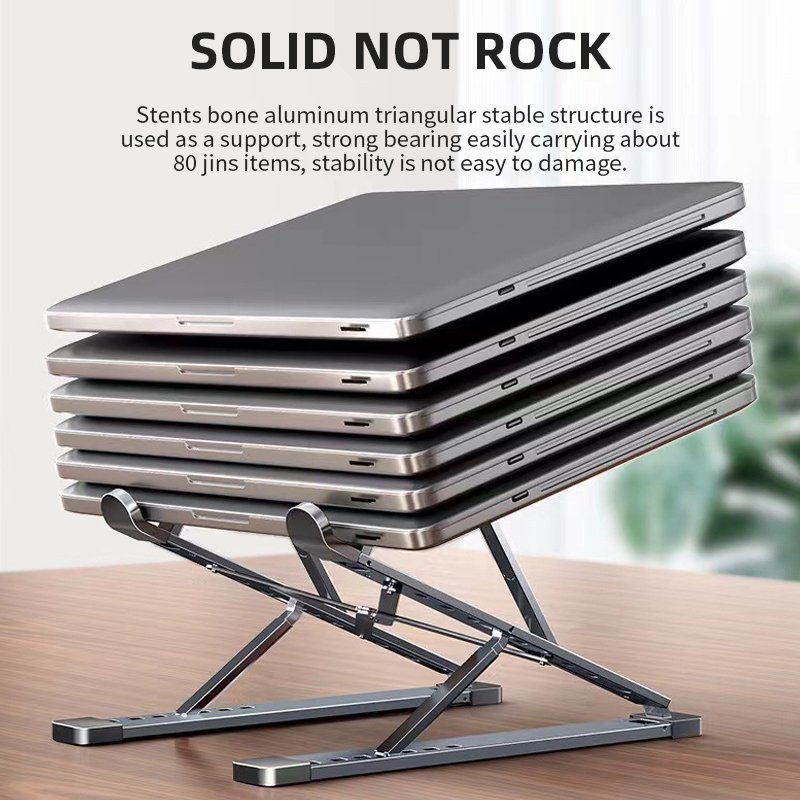 N8 Aluminum 9 Levels Double Adjustable Height Laptop Stand Portable Foldable Two Layer Aluminium Desktop Laptop Holder