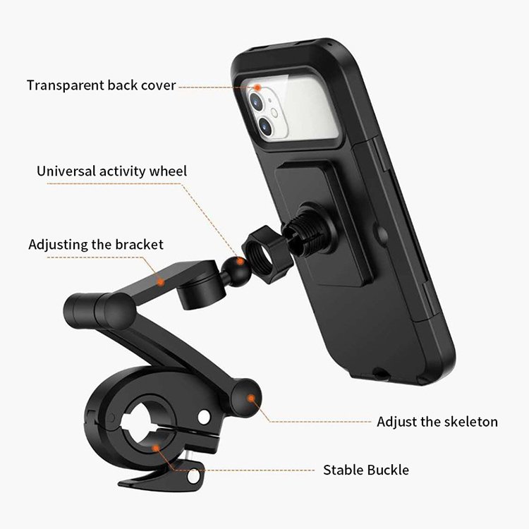 Motorcycle Handlebars bike phone holder 360 Adjustable bike phone holder waterproof with TPU Touch-Screen
