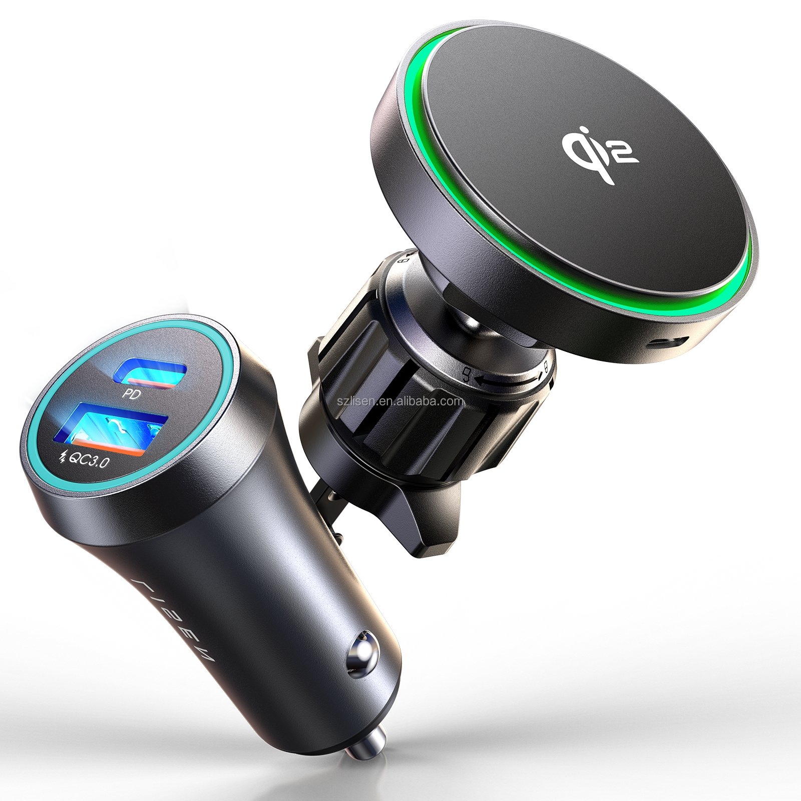 LISEN New Car Mount 15W Qi2 Fast Charging Magnetic Wireless Safe Charger With Phone Holder for Wireless Car Charger