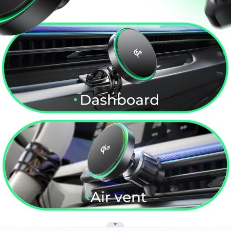 LISEN New Car Mount 15W Qi2 Fast Charging Magnetic Wireless Safe Charger With Phone Holder for Wireless Car Charger