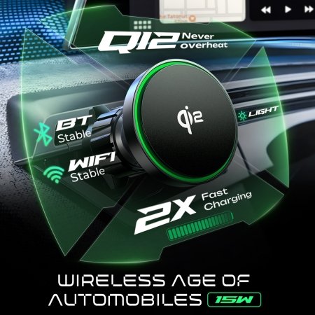 LISEN New Car Mount 15W Qi2 Fast Charging Magnetic Wireless Safe Charger With Phone Holder for Wireless Car Charger