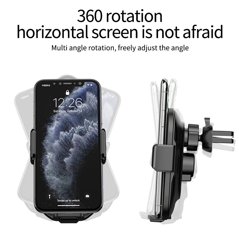 Automatic Clamping Car Holder Phone Mount Wireless Charger holder For Mobile Phone Infrared Induction Fast Charging Car Stand