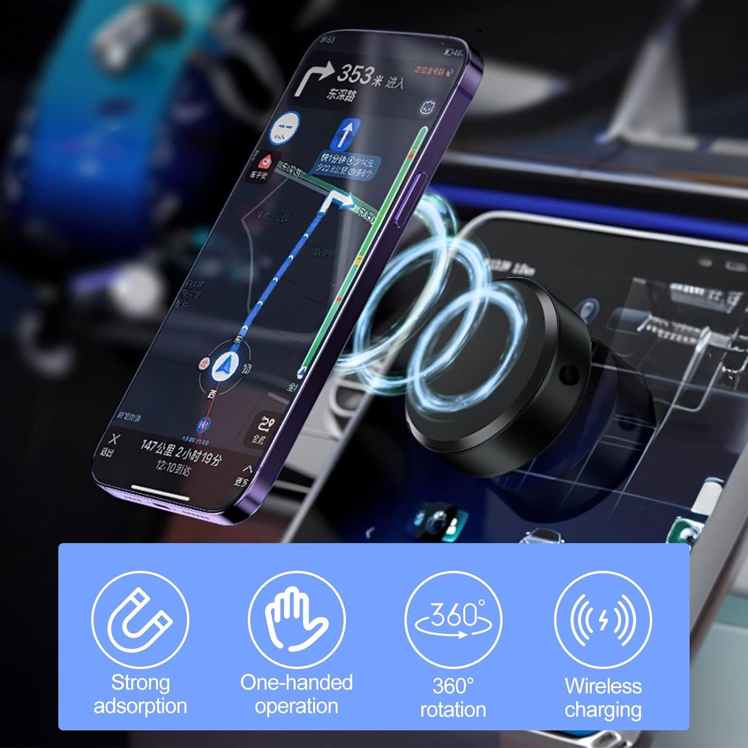 Trending products 2024 New Arrivals 2024 New Products CellPhone strong Magnetic Suction Car Phone Mount for Car 360 Rotation