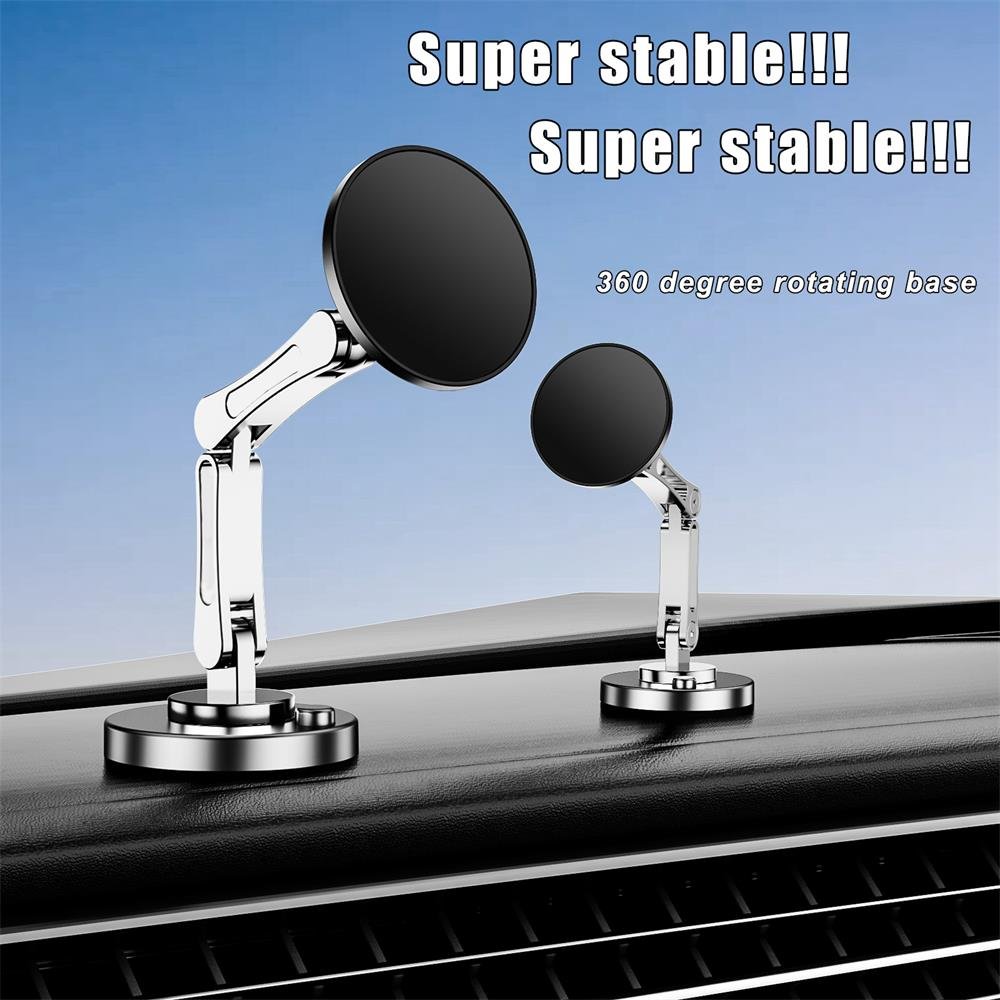 New Retractable Car Phone Holders Stand for IPhone 360 Degree Foldable Mount Rotate Alloy Folding Magnetic Car Phone Holder