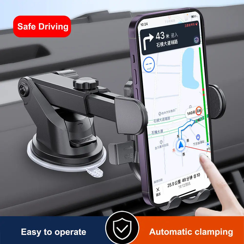 Hot mobile phone accessories car holder 360 extend 360 suction car mount phone holder
