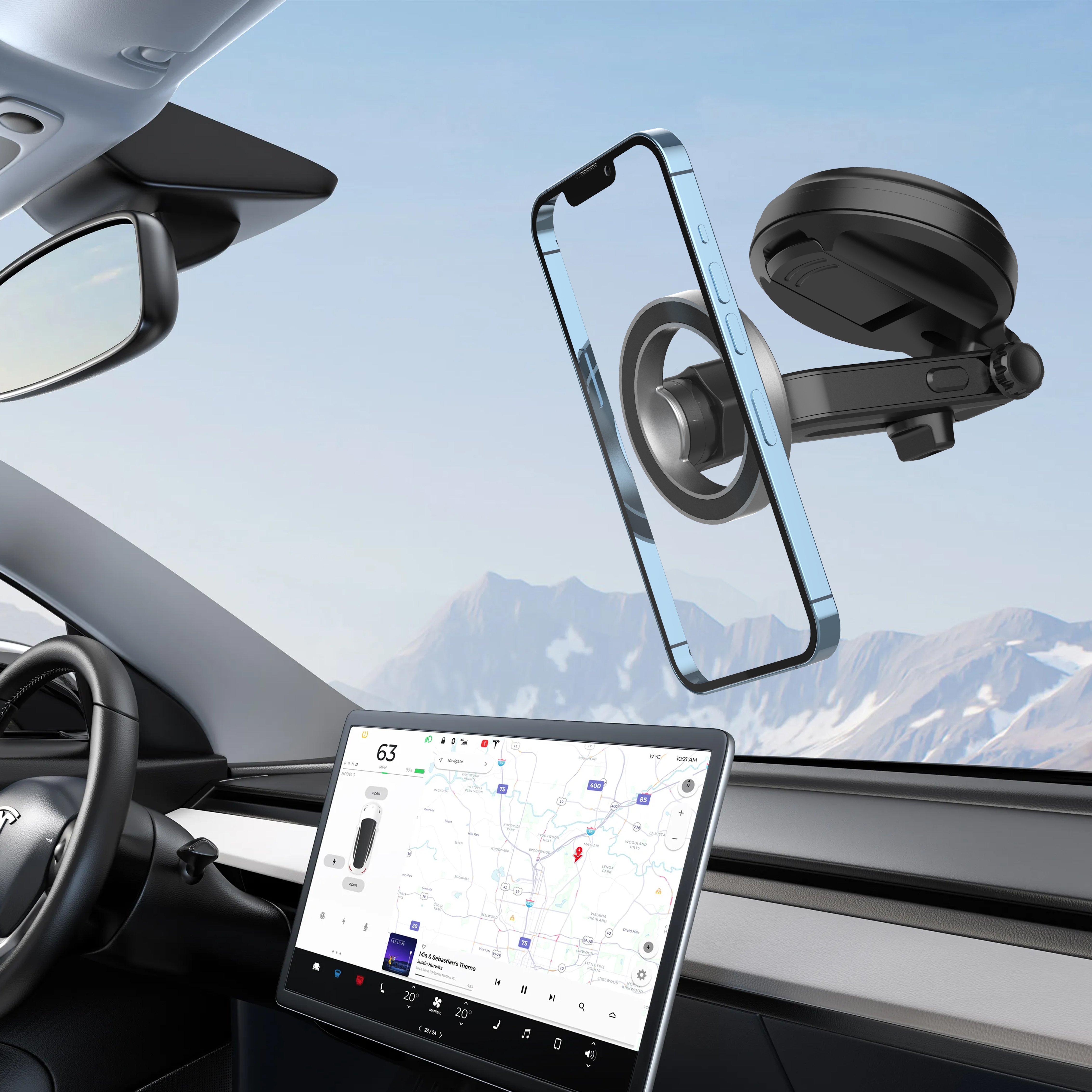 Magnetic Foldable Adjustable Hollow Metal Magnetic Car Phone Holder Dashboard Phone Holder