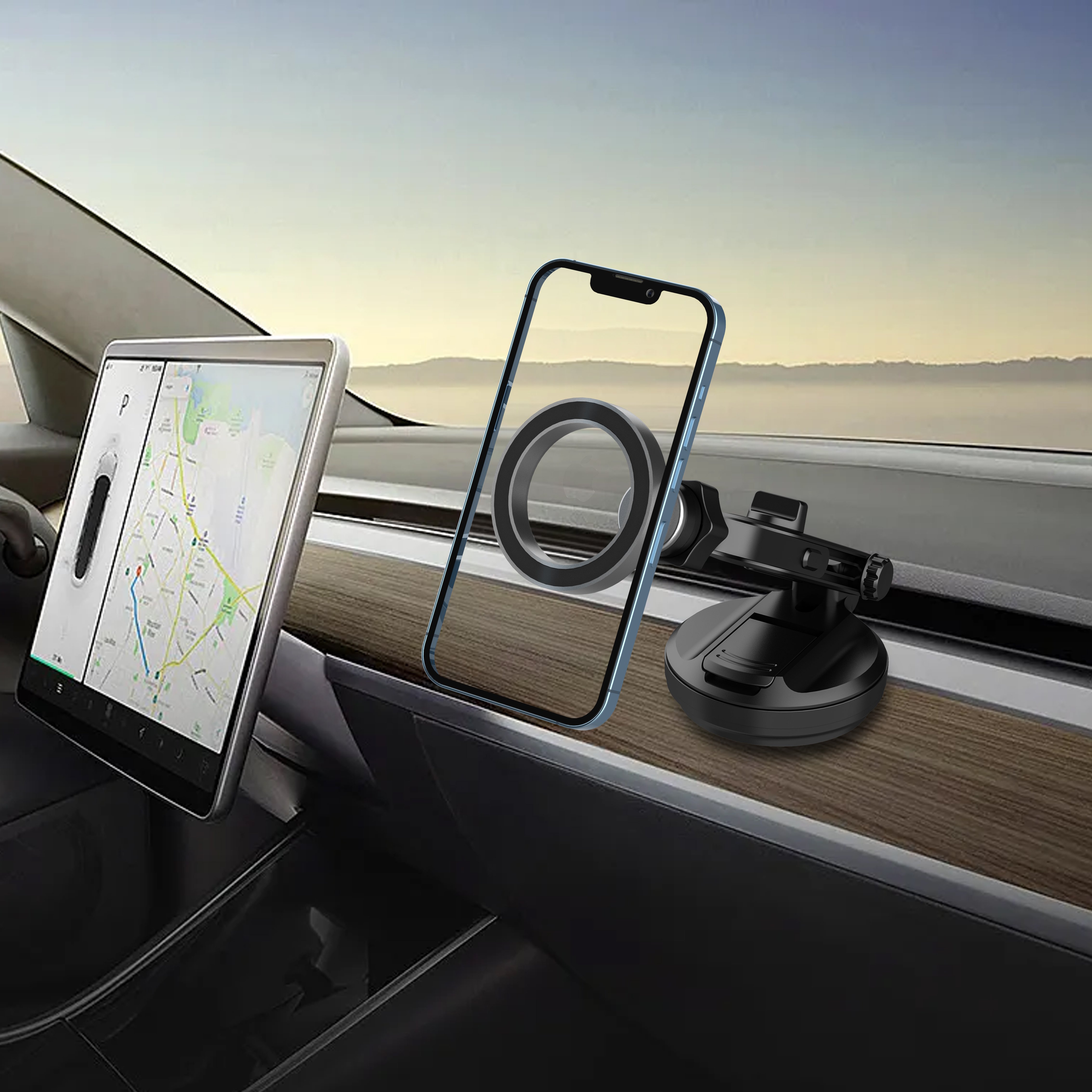 Magnetic Foldable Adjustable Hollow Metal Magnetic Car Phone Holder Dashboard Phone Holder