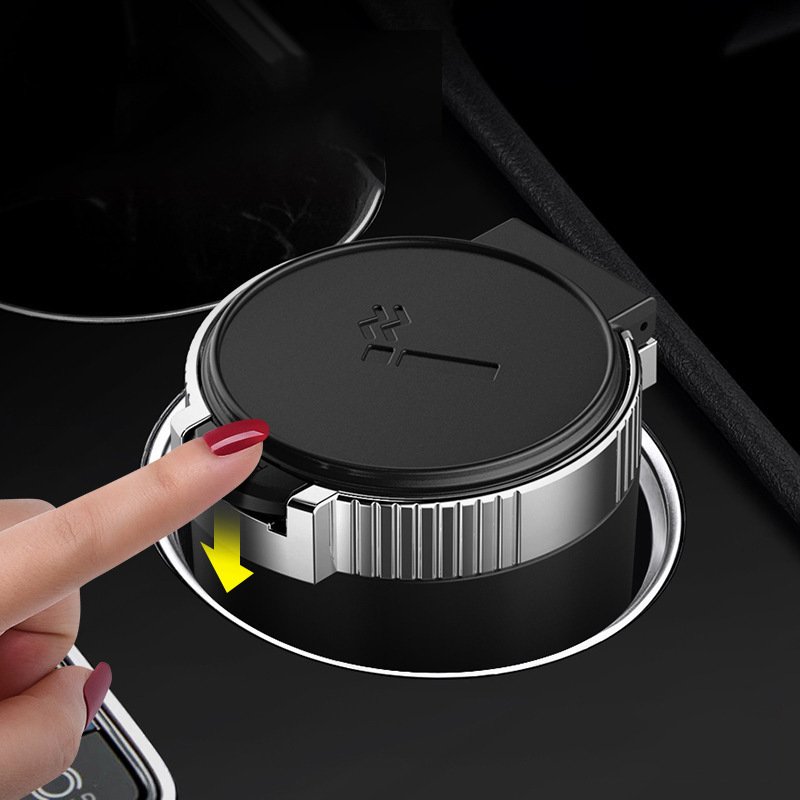 Car Ashtray Easy Clean Up Detachable Stainless Car Ashtray with Lid Blue Led Light for Most Car Cup Holder