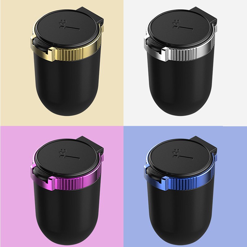 Car Ashtray Easy Clean Up Detachable Stainless Car Ashtray with Lid Blue Led Light for Most Car Cup Holder