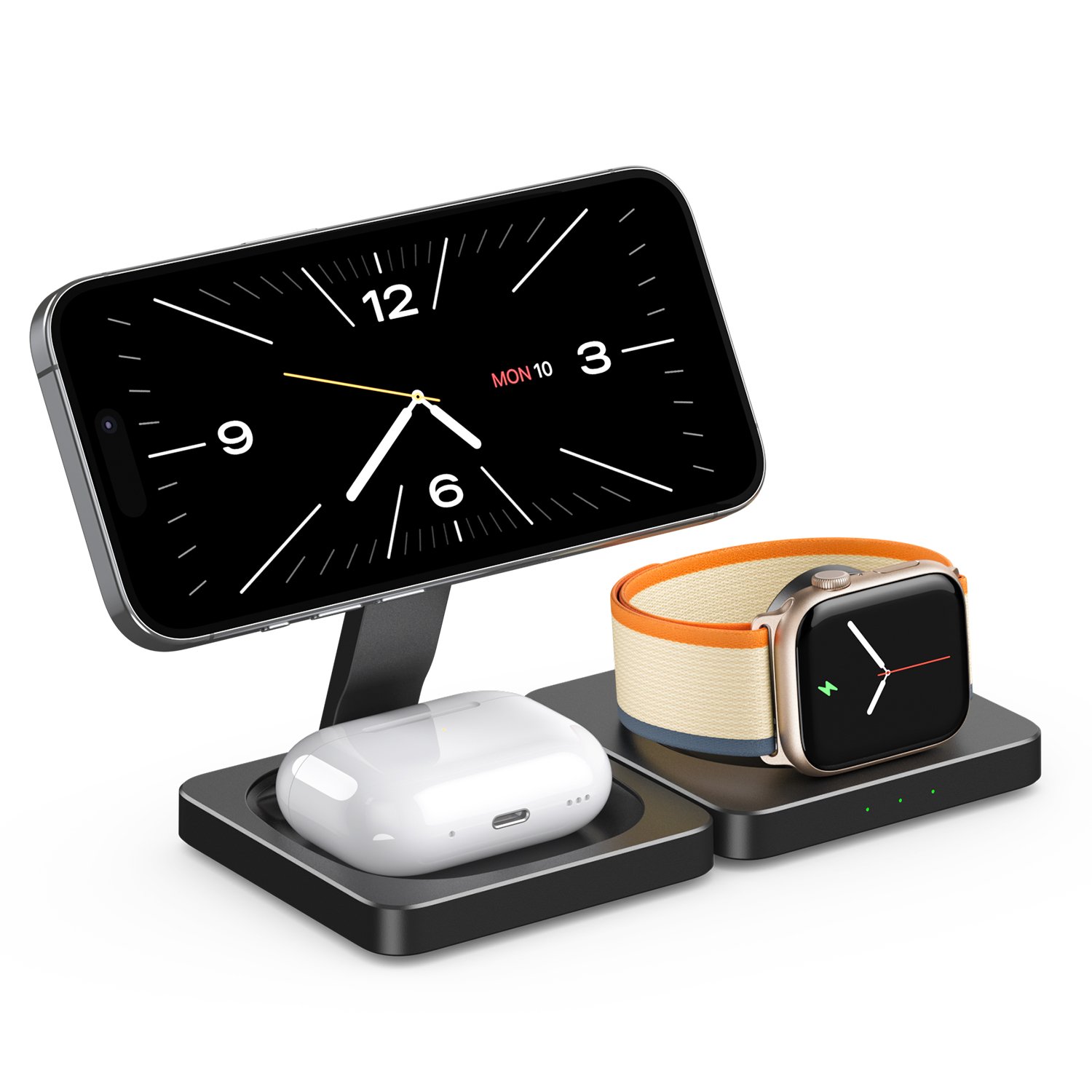 Portable 3-in-1 wireless charger fast charging holder for iphone phones watches headphones foldable wireless charging adapter