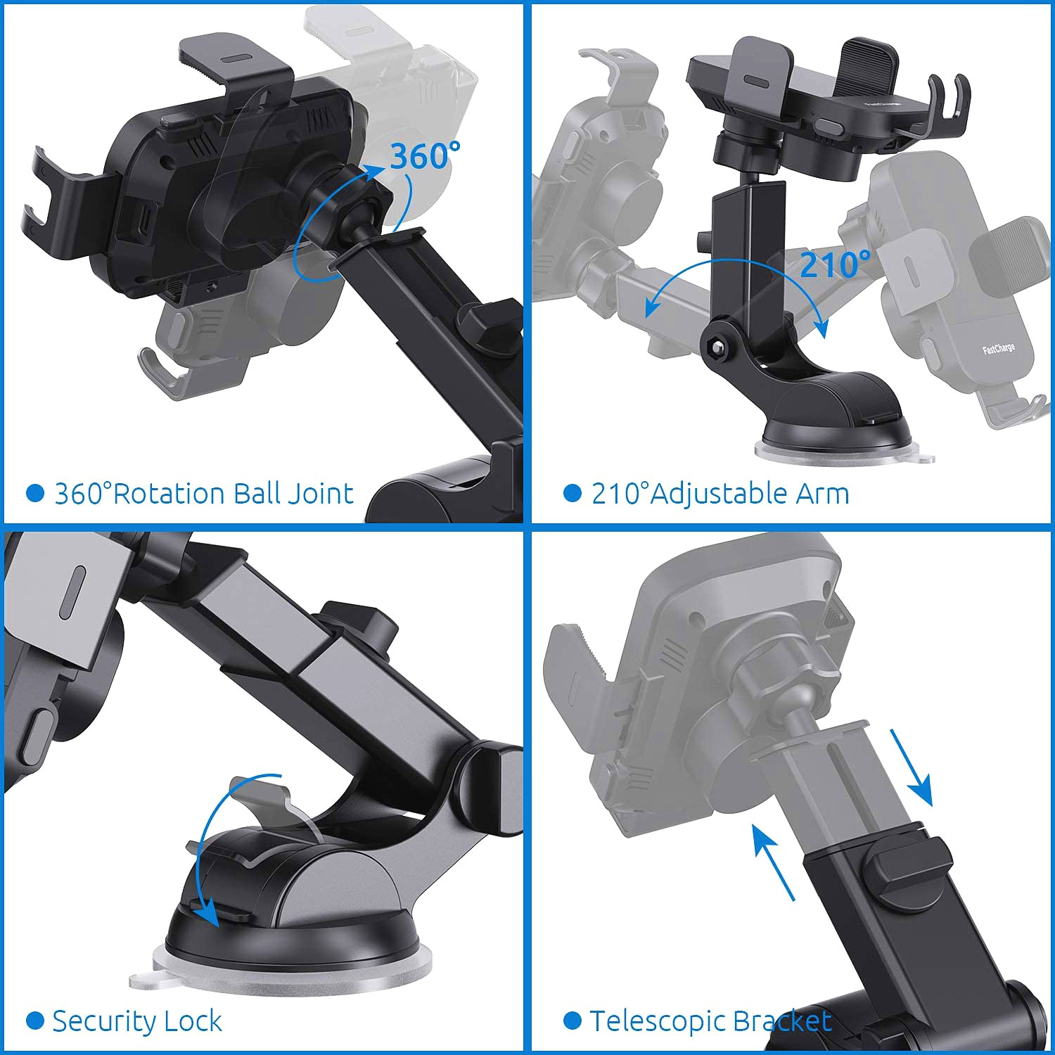 Wireless Car Charger, 15W Fast Charging Auto Clamping Car Charger Phone Mount Phone Holder fit for iPhone Samsung Galaxy