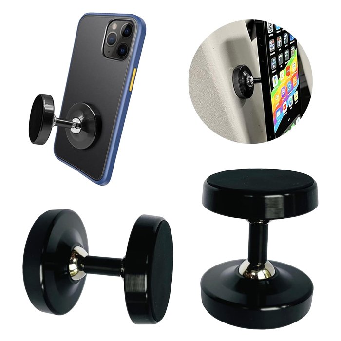 360 Degree Rotatable Gym Magnet Phone Holder Dual Magnetic Portable Aluminum Metal GYM Phone Mount for Car Dashboard Home Usage