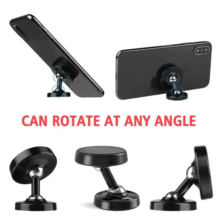 360 Degree Rotatable Gym Magnet Phone Holder Dual Magnetic Portable Aluminum Metal GYM Phone Mount for Car Dashboard Home Usage