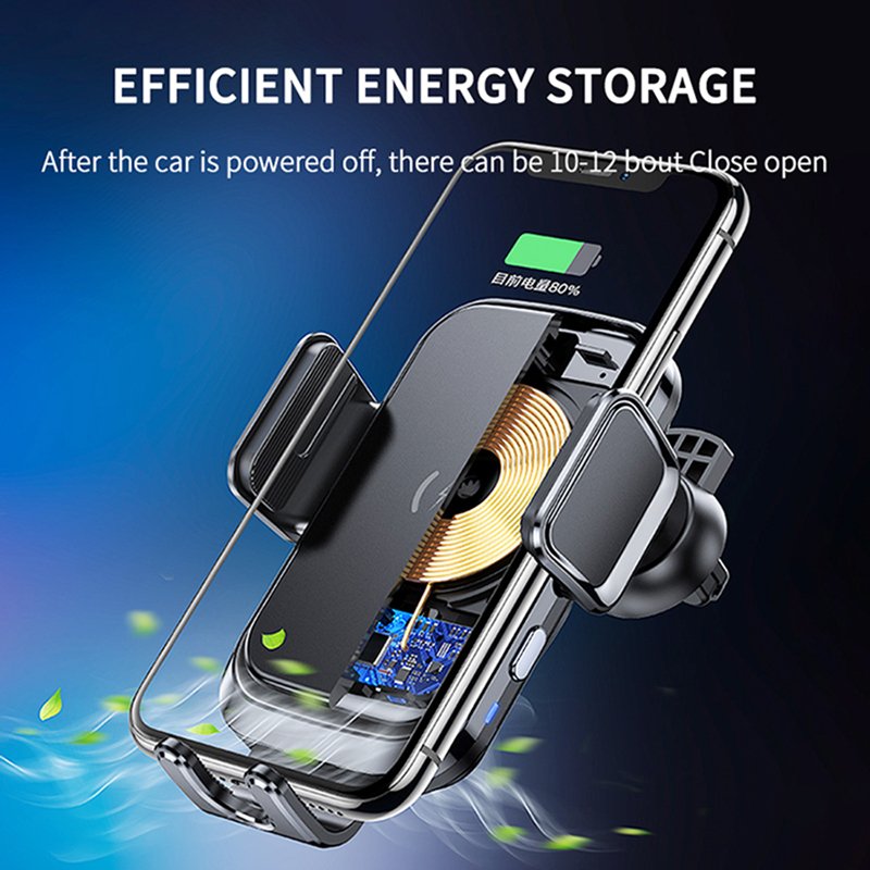 Smart Sensor Automatically Clamps Mobile Phone 15W Fast Charging Car Mobile Phone Holder with Air Vent Clip