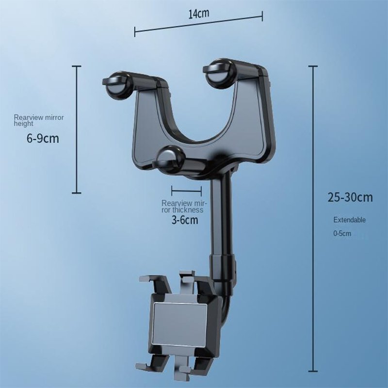 Rotatable and Retractable Car Phone Holder Rearview Mirror Driving Recorder Bracket DVR/GPS Mobile Phone Support with Cable