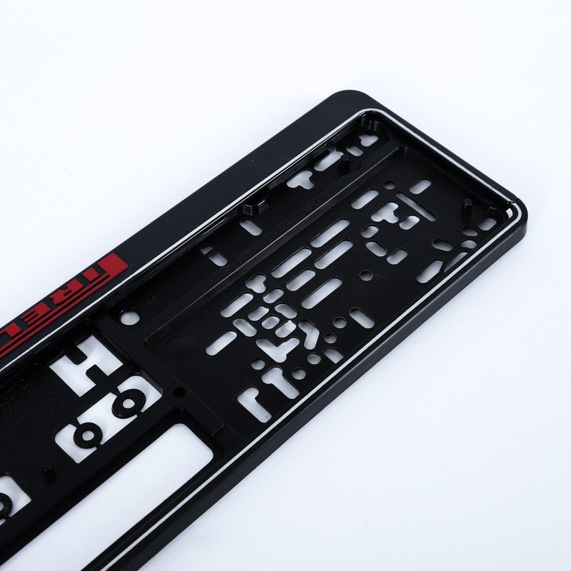 Custom UV printing 3D raised logo Matt Black Standard plastic Euro license plate frame holder