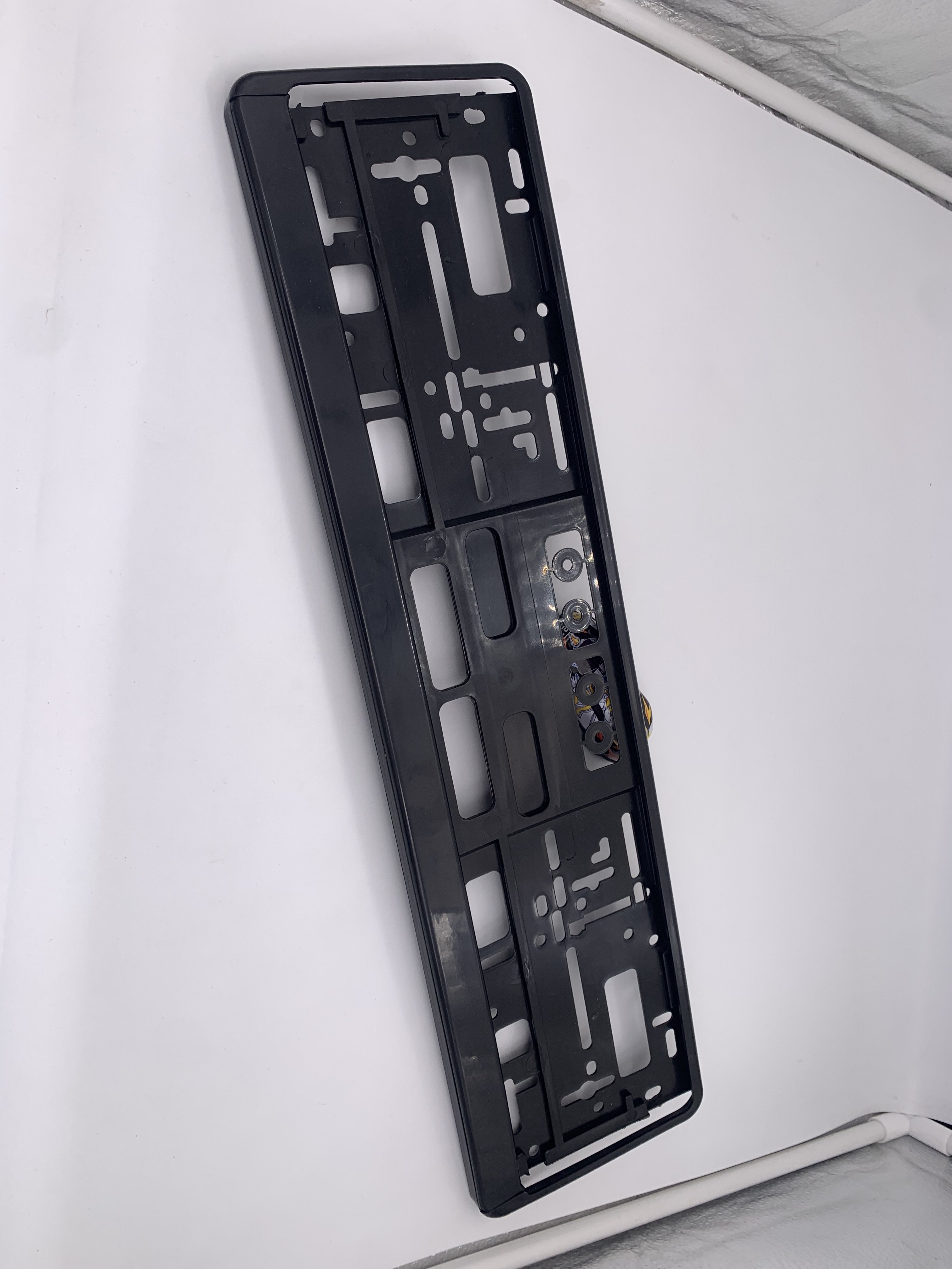 Custom UV printing 3D raised logo Matt Black Standard plastic Euro license plate frame holder
