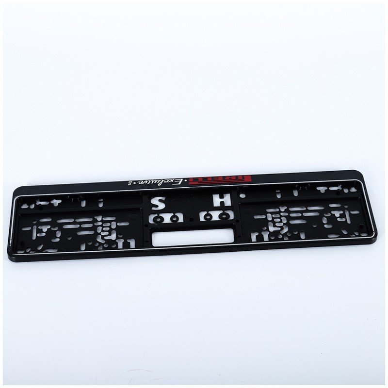 Custom UV printing 3D raised logo Matt Black Standard plastic Euro license plate frame holder