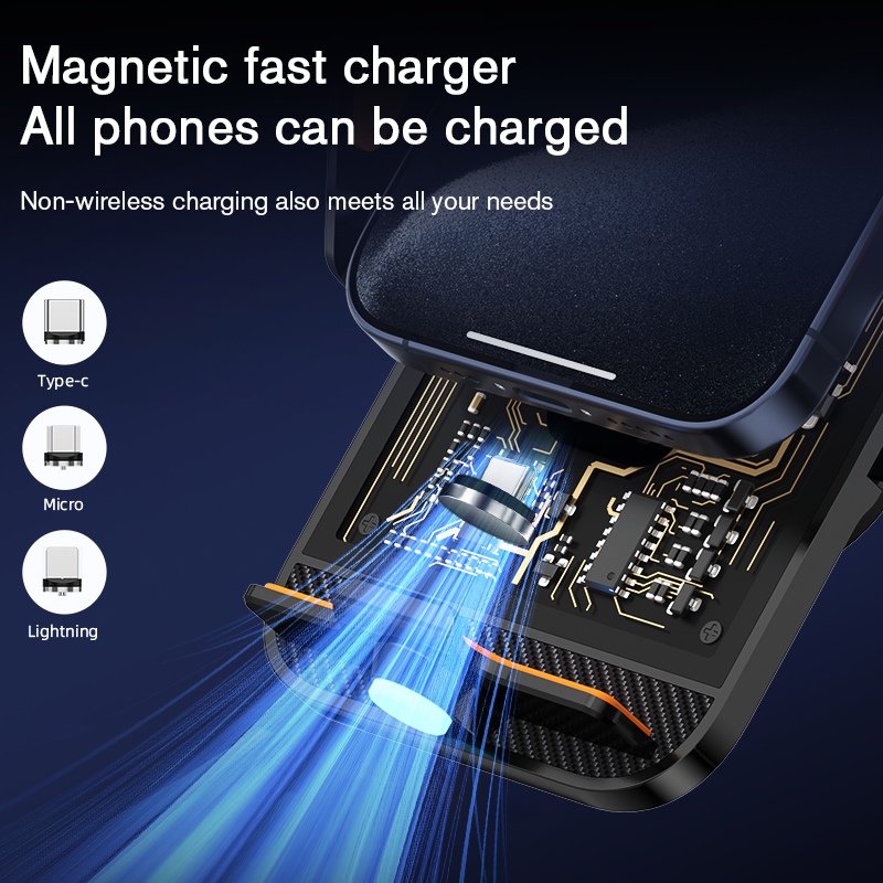 C11 Transparent Design Smart Sensor Car Wireless Charger 15W Fast Charging Auto-Clamping Car Phone Holder For Android iPhone