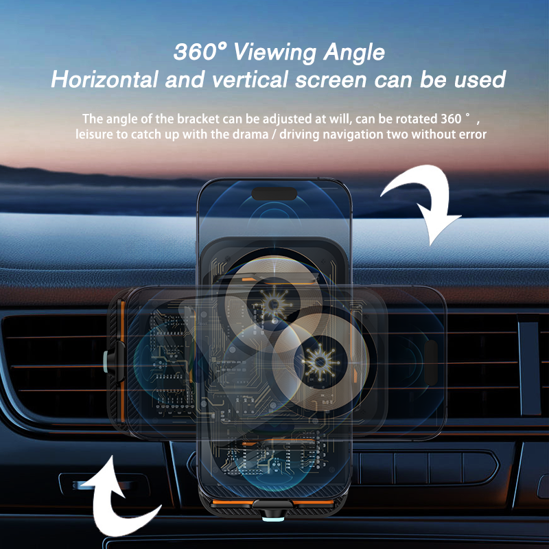 C11 Transparent Design Smart Sensor Car Wireless Charger 15W Fast Charging Auto-Clamping Car Phone Holder For Android iPhone