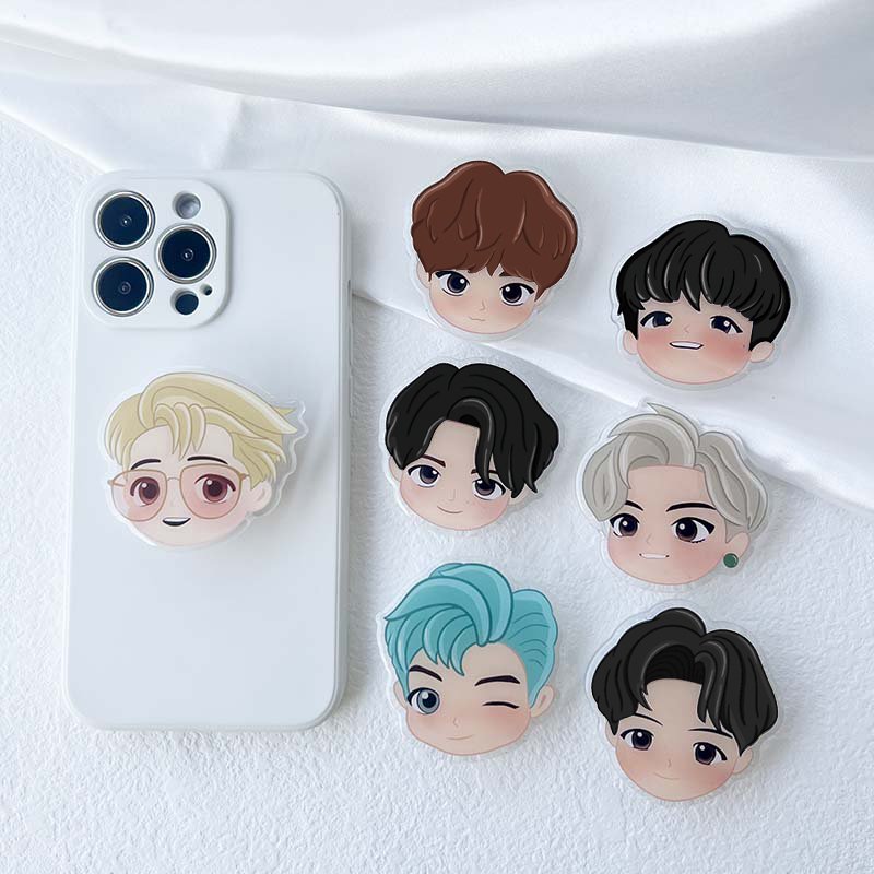 Popular Korean boy band socket Talk Epoxy Special-shaped Acrylic Cartoon Character Foldable Mobile Phone Holder