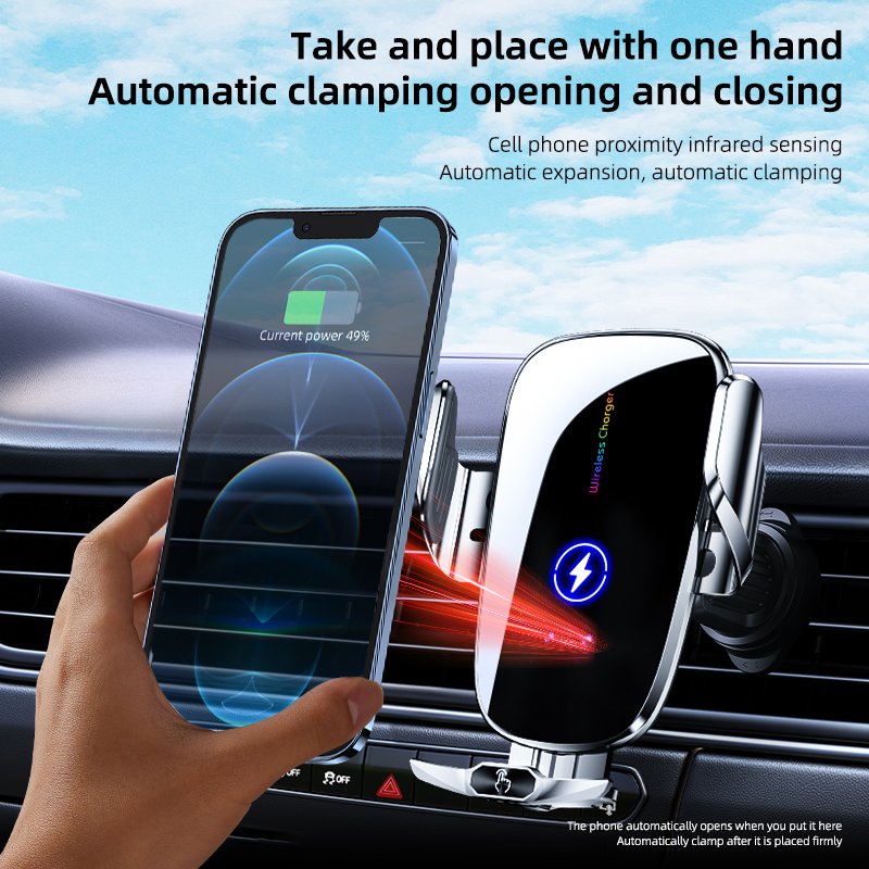 C6 Car Wireless Charger 15W Fast Charging With 3 Magnetic Charging Head Auto Clamping Sensing Car Air Vent Phone Holder