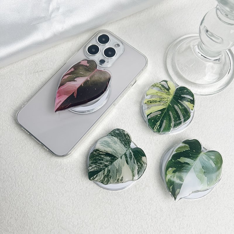 Plant leaf magnetic phone stand Foldable desktop stand Small fresh leaf magnetic phone grip