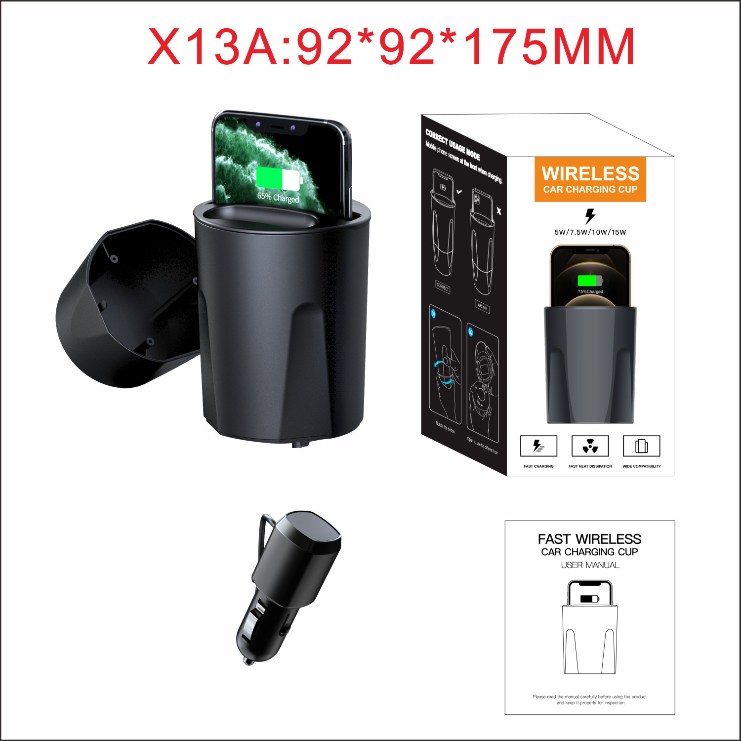 Amazon Wireless Car Charger holder Mounts pad for iPhone and Android mobile phones fast cup holder qi wireless charger 30 watt