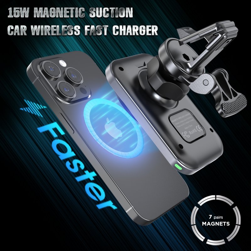 Trending Hot Products 2024 Magnet Phone Mount 15w Magnetic Wireless Charger Car Holder