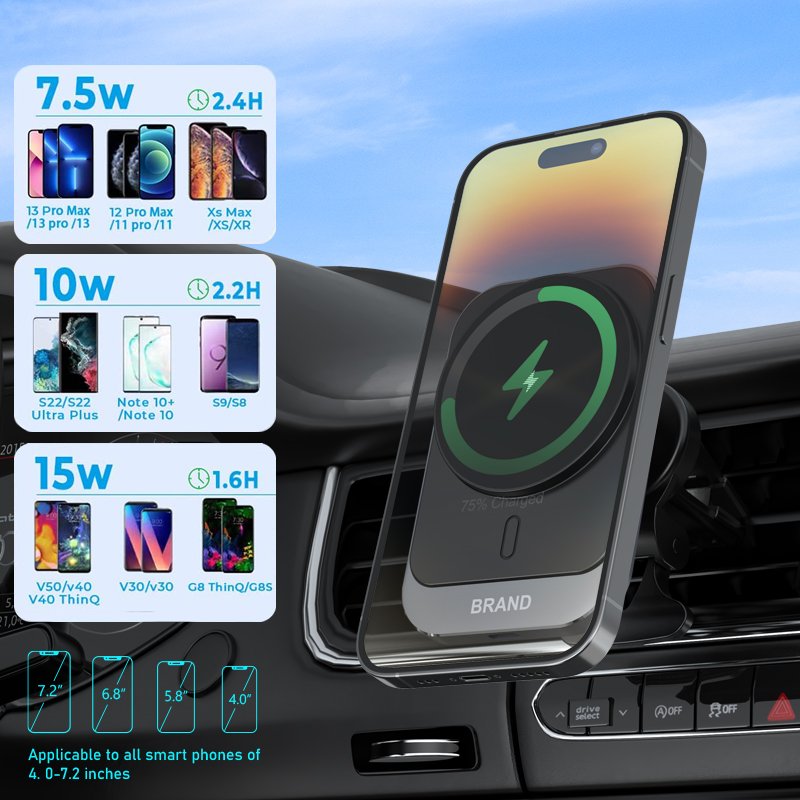Trending Hot Products 2024 Magnet Phone Mount 15w Magnetic Wireless Charger Car Holder