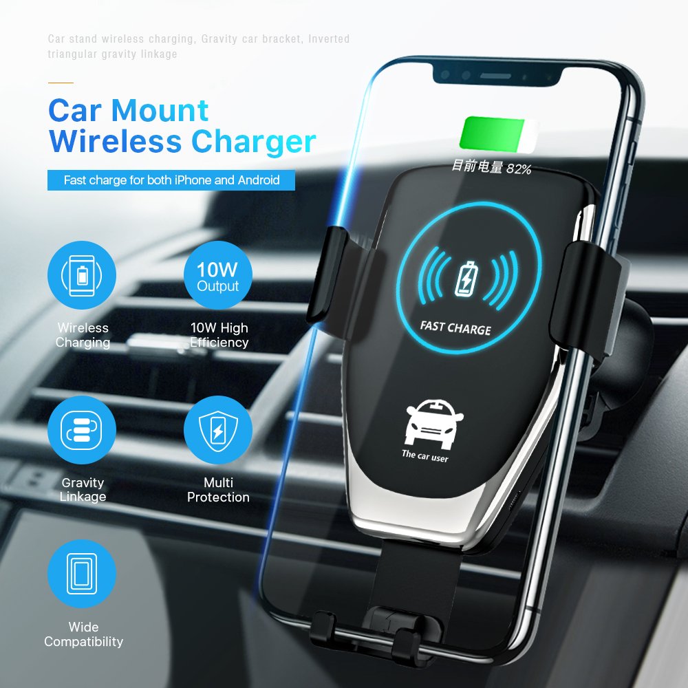 mobile phone charging holder fast wireless charger station q12 wireless car charger with holder