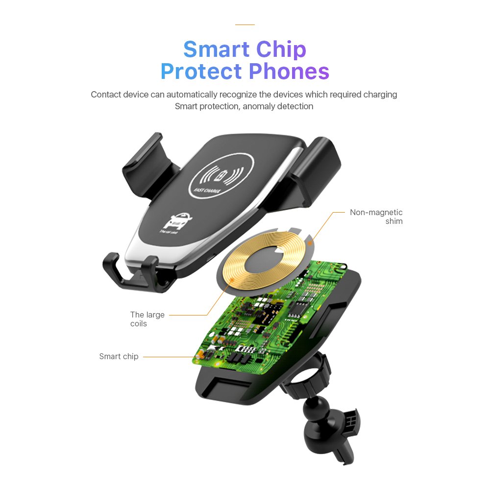 mobile phone charging holder fast wireless charger station q12 wireless car charger with holder